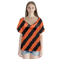 Halloween-background V-neck Flutter Sleeve Top by nateshop