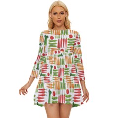 Vegetables Long Sleeve Babydoll Dress by SychEva