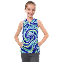 Pattern Design Swirl Watercolor Art Kids  Sleeveless Hoodie by Ravend