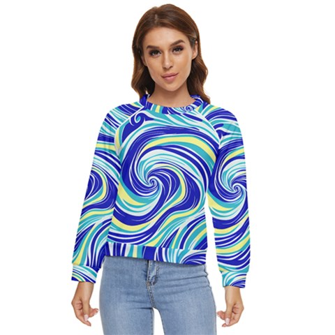 Pattern Design Swirl Watercolor Art Women s Long Sleeve Raglan Tee by Ravend