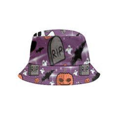 Pumpkin Ghost Witch Hat Halloween Sketch Holiday Inside Out Bucket Hat (kids) by Ravend