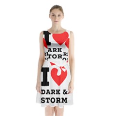 I Love Dark And Storm Sleeveless Waist Tie Chiffon Dress