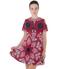 Traditional Cherry Blossom  Short Sleeve Shoulder Cut Out Dress  by Kiyoshi88