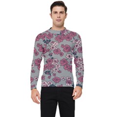 Traditional Cherry Blossom On A Gray Background Men s Long Sleeve Rash Guard by Kiyoshi88