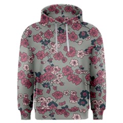 Traditional Cherry Blossom On A Gray Background Men s Overhead Hoodie