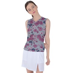 Traditional Cherry Blossom On A Gray Background Women s Sleeveless Sports Top by Kiyoshi88