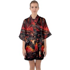 Dragon Half Sleeve Satin Kimono  by Salman4z