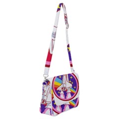 Badge Patch Pink Rainbow Rocket Shoulder Bag With Back Zipper by Salman4z