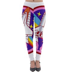 Badge Patch Pink Rainbow Rocket Lightweight Velour Leggings by Salman4z