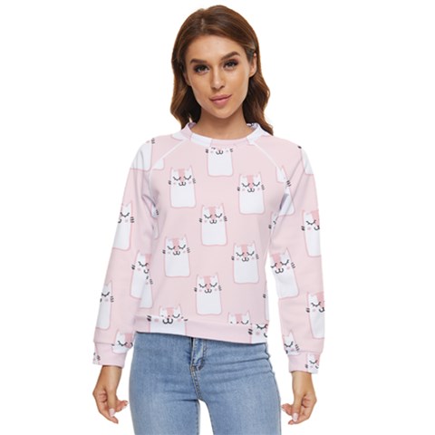 Pattern Pink Cute Sweet Fur Cats Women s Long Sleeve Raglan Tee by Salman4z