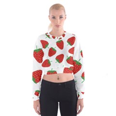 Seamless Pattern Fresh Strawberry Cropped Sweatshirt by Salman4z