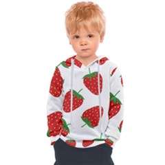 Seamless Pattern Fresh Strawberry Kids  Overhead Hoodie by Salman4z