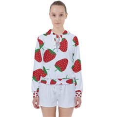 Seamless Pattern Fresh Strawberry Women s Tie Up Sweat by Salman4z