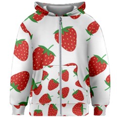 Seamless Pattern Fresh Strawberry Kids  Zipper Hoodie Without Drawstring by Salman4z