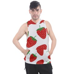 Seamless Pattern Fresh Strawberry Men s Sleeveless Hoodie by Salman4z