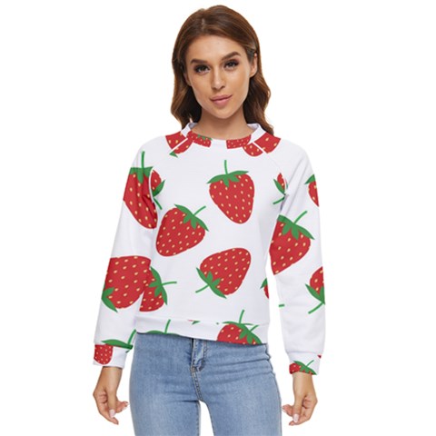 Seamless Pattern Fresh Strawberry Women s Long Sleeve Raglan Tee by Salman4z