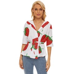 Seamless Pattern Fresh Strawberry Lightweight Drawstring Hooded Top by Salman4z