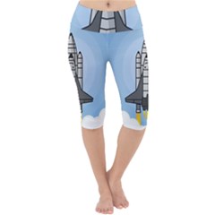 Rocket Shuttle Spaceship Science Lightweight Velour Cropped Yoga Leggings by Salman4z