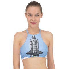 Rocket Shuttle Spaceship Science Racer Front Bikini Top