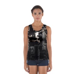 City Night Moon Skyline Skyscraper Sport Tank Top  by Salman4z