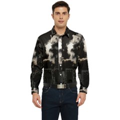 City Night Moon Skyline Skyscraper Men s Long Sleeve  Shirt