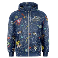 Cat Cosmos Cosmonaut Rocket Men s Zipper Hoodie by Salman4z