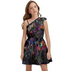 Grunge Paint Splatter Splash Ink Kids  One Shoulder Party Dress by Salman4z