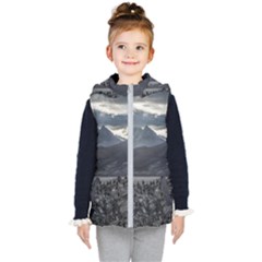 Nature s Symphony: A Portrait Of Ushuaia s Wild Beauty  Kids  Hooded Puffer Vest by dflcprintsclothing