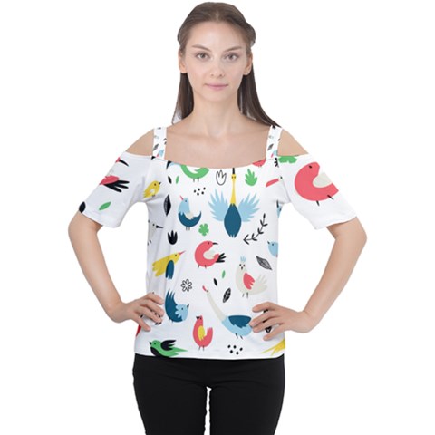 Vector Set Isolates With Cute Birds Scandinavian Style Cutout Shoulder Tee by Salman4z