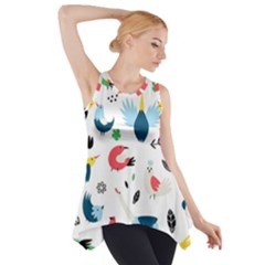 Vector Set Isolates With Cute Birds Scandinavian Style Side Drop Tank Tunic by Salman4z