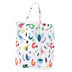 Vector Set Isolates With Cute Birds Scandinavian Style Giant Grocery Tote by Salman4z