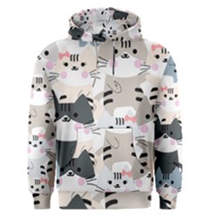 Cute Cat Couple Seamless Pattern Cartoon Men s Core Hoodie by Salman4z