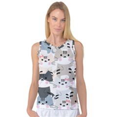 Cute Cat Couple Seamless Pattern Cartoon Women s Basketball Tank Top by Salman4z