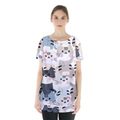 Cute Cat Couple Seamless Pattern Cartoon Skirt Hem Sports Top by Salman4z