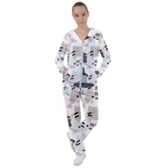 Cute Cat Couple Seamless Pattern Cartoon Women s Tracksuit by Salman4z