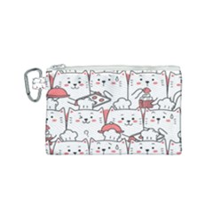 Cute Cat Chef Cooking Seamless Pattern Cartoon Canvas Cosmetic Bag (small) by Salman4z