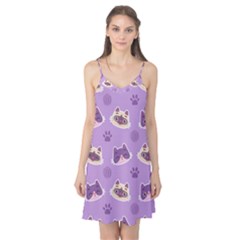 Cute Colorful Cat Kitten With Paw Yarn Ball Seamless Pattern Camis Nightgown  by Salman4z