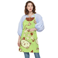 Cute Hand Drawn Cat Seamless Pattern Pocket Apron