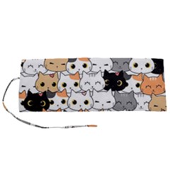 Cute-cat-kitten-cartoon-doodle-seamless-pattern Roll Up Canvas Pencil Holder (s) by Salman4z