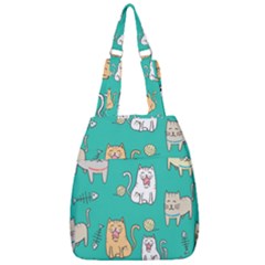 Seamless-pattern-cute-cat-cartoon-with-hand-drawn-style Center Zip Backpack by Salman4z