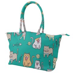 Seamless-pattern-cute-cat-cartoon-with-hand-drawn-style Canvas Shoulder Bag by Salman4z