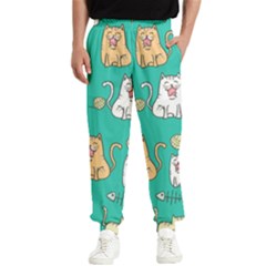 Seamless-pattern-cute-cat-cartoon-with-hand-drawn-style Men s Elastic Waist Pants