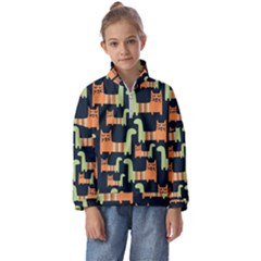 Seamless-pattern-with-cats Kids  Half Zip Hoodie by Salman4z