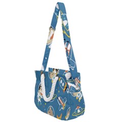 Seamless-pattern-funny-astronaut-outer-space-transportation Rope Handles Shoulder Strap Bag by Salman4z