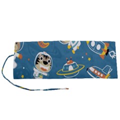 Seamless-pattern-funny-astronaut-outer-space-transportation Roll Up Canvas Pencil Holder (s) by Salman4z