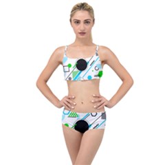 Geometric-shapes-background Layered Top Bikini Set