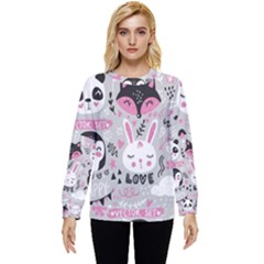 Big-set-with-cute-cartoon-animals-bear-panda-bunny-penguin-cat-fox Hidden Pocket Sweatshirt by Salman4z