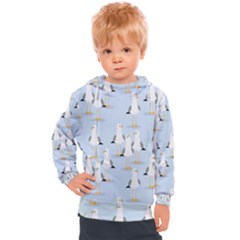 Cute-seagulls-seamless-pattern-light-blue-background Kids  Hooded Pullover by Salman4z