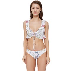 Seamless-pattern-cute-unicorn-cartoon-hand-drawn Low Cut Ruffle Edge Bikini Set by Salman4z