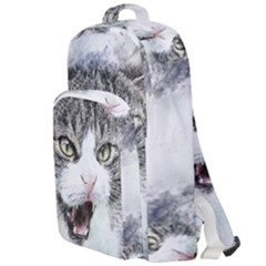 Cat Pet Art Abstract Watercolor Double Compartment Backpack by Jancukart